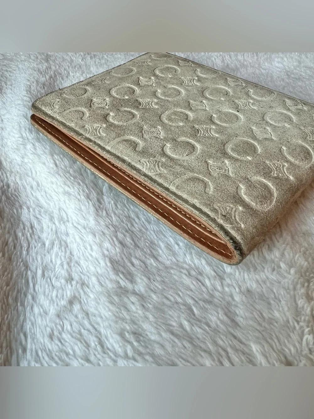 Celine Macadam Suede BiFold Wallet Cream